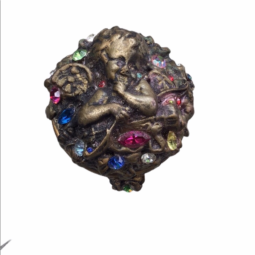 Vintage Cherub Rouge Jar Trinket Ring Box - Picture 2 of 9